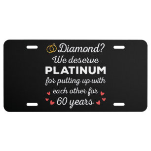60th Wedding Anniversary I - Diamond Funny Couple License Plate