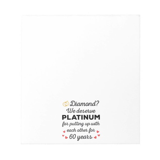 60th Wedding Anniversary I - Diamond Funny Couple Notepad (Front)