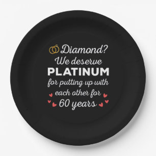 60th Wedding Anniversary I - Diamond Funny Couple Paper Plates