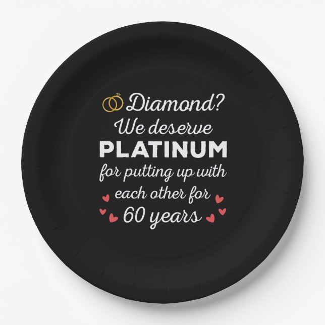 60th Wedding Anniversary I - Diamond Funny Couple Paper Plates (Front)