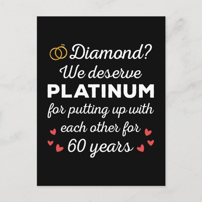 60th Wedding Anniversary I - Diamond Funny Couple Postcard (Front)