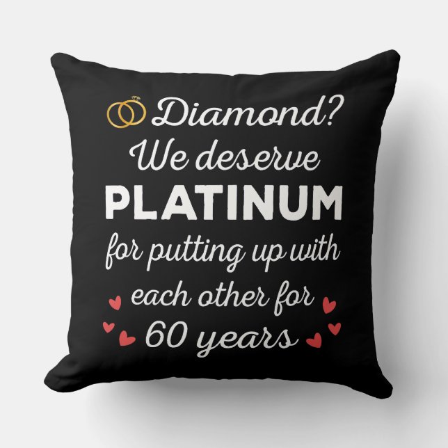 60th Wedding Anniversary I - Diamond Funny Couple Throw Pillow (Front)
