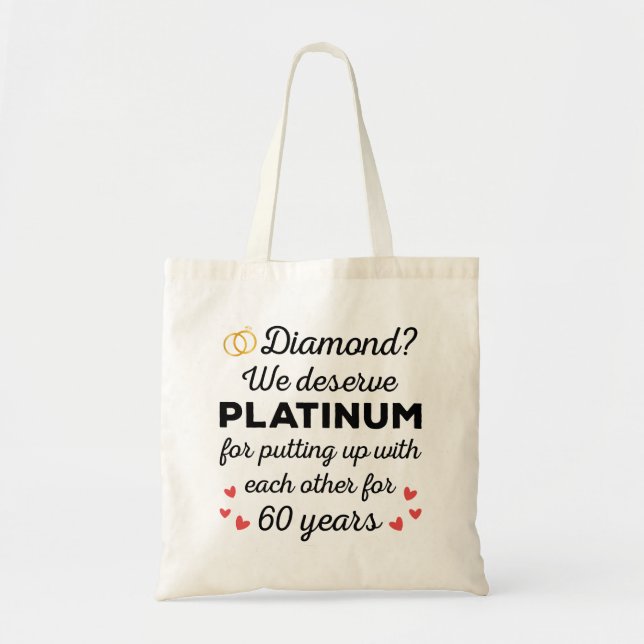 60th Wedding Anniversary I - Diamond Funny Couple Tote Bag (Front)