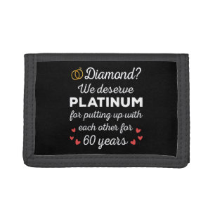 60th Wedding Anniversary I - Diamond Funny Couple Trifold Wallet
