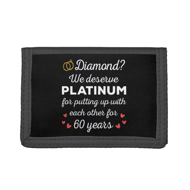 60th Wedding Anniversary I - Diamond Funny Couple Trifold Wallet (Front)