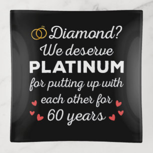 60th Wedding Anniversary I - Diamond Funny Couple Trinket Tray