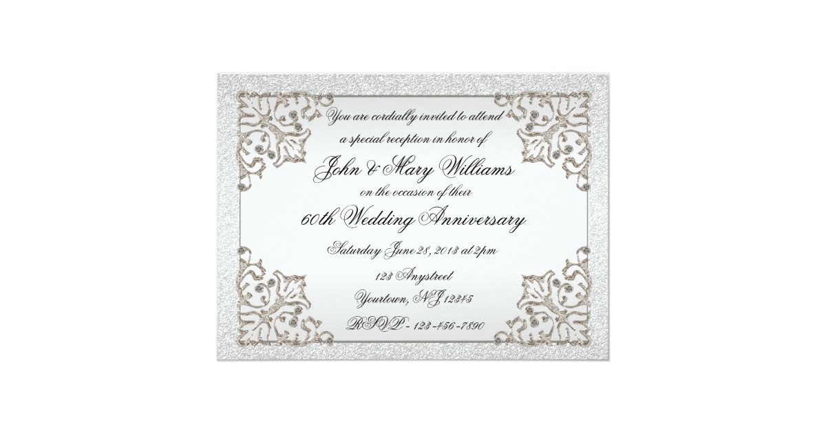 60th Wedding Anniversary Invitation Card | Zazzle