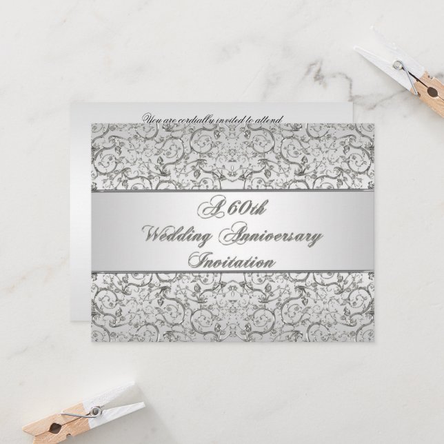 60th Wedding Anniversary Invitation Card (Front/Back In Situ)