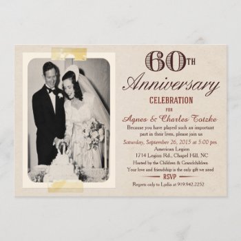 60th Wedding Anniversary Invitation - Custom Photo by PaperandPomp at Zazzle
