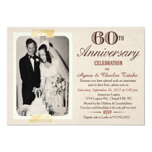 60th anniversary wedding invitations zazzle