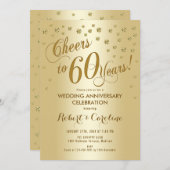 60th Wedding Anniversary Invitation in Gold (Front/Back)
