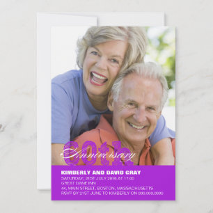 60th Wedding Anniversary Invitation in Purple