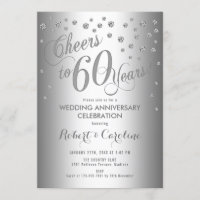 60th Wedding Anniversary Invitation - Silver White