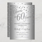 60th Wedding Anniversary Invitation - Silver White (Front/Back)