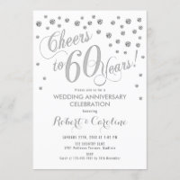 60th Wedding Anniversary Invitation - Silver White