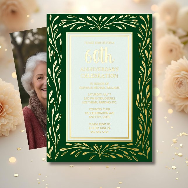 60th Wedding Anniversary Invitations Emerald Green (Creator Uploaded)