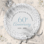 60th Wedding Anniversary Love Hearts Confetti Paper Plates<br><div class="desc">Featuring delicate love hearts confetti. Personalise with your special sixty years diamond wedding anniversary information in chic lettering. Designed by Thisisnotme©</div>