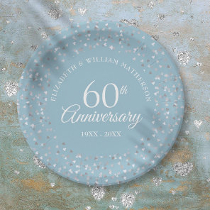60th Wedding Anniversary Love Hearts Confetti  Paper Plates