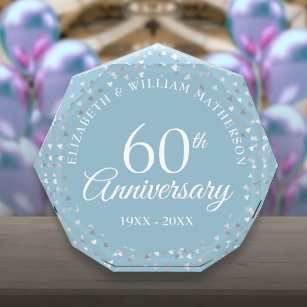 60th Wedding Anniversary Love Hearts Confetti Photo Block
