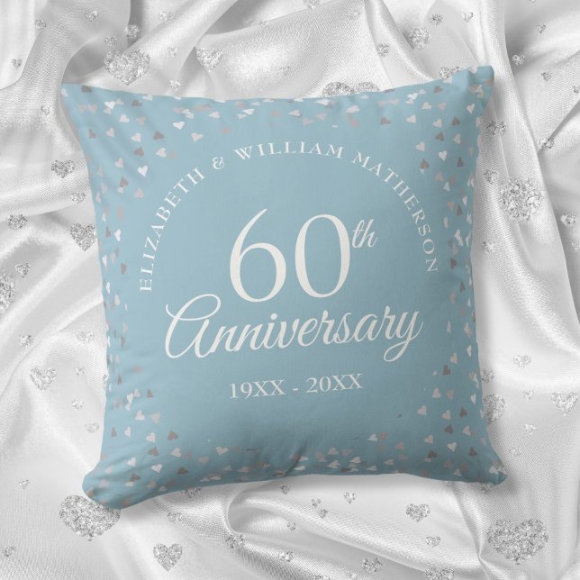 60th Wedding Anniversary Love Hearts Confetti Throw Pillow (60th Wedding Anniversary Love Hearts Confetti Throw Pillow)