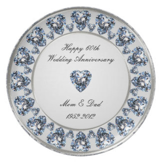 60th Wedding Anniversary Melamine Plate