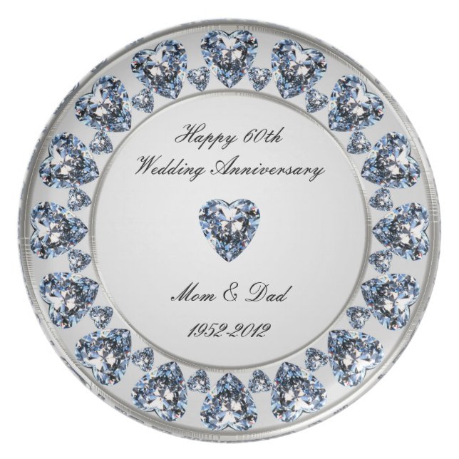 60th Wedding Anniversary Melamine Plate (Front)