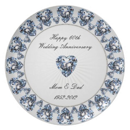 60th Wedding Anniversary Melamine Plate