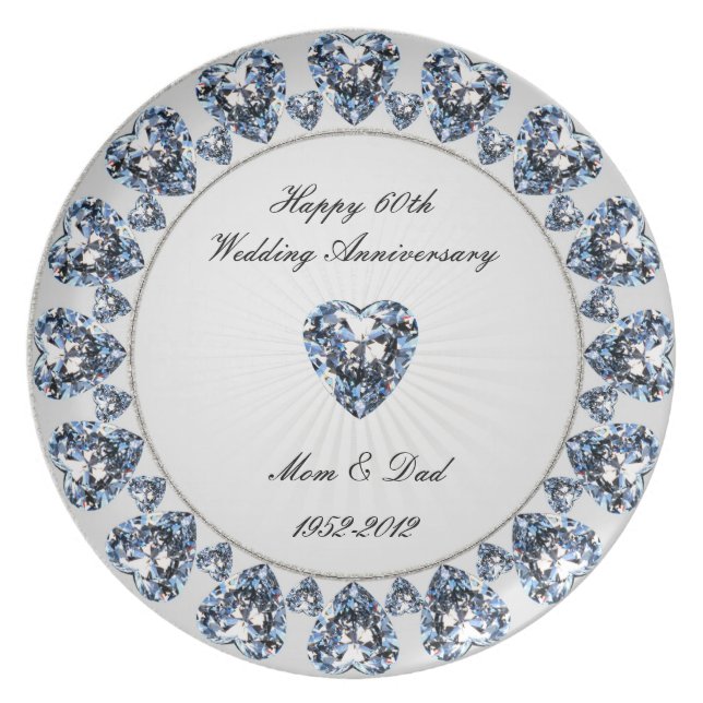 60th Wedding Anniversary Melamine Plate (Front)