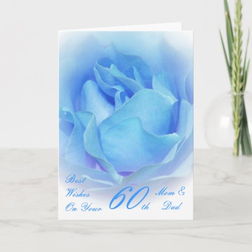 60th Wedding Anniversary Mom  Dad Blue Rose Card