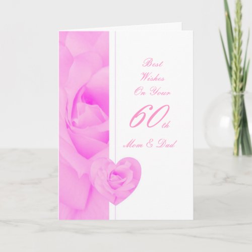 60th Wedding Anniversary Mom  Dad Floral Heart Card