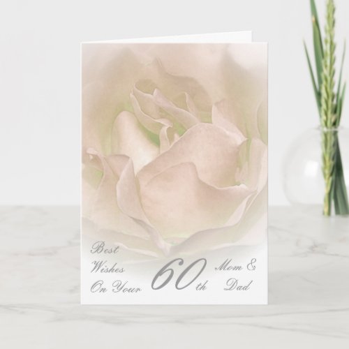 60th Wedding Anniversary Mom  Dad Ivory Rose Card