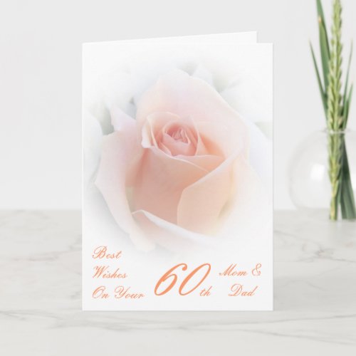 60th Wedding Anniversary Mom  Dad Pink Rose Card