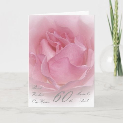 60th Wedding Anniversary Mom  Dad Pink Rose Card