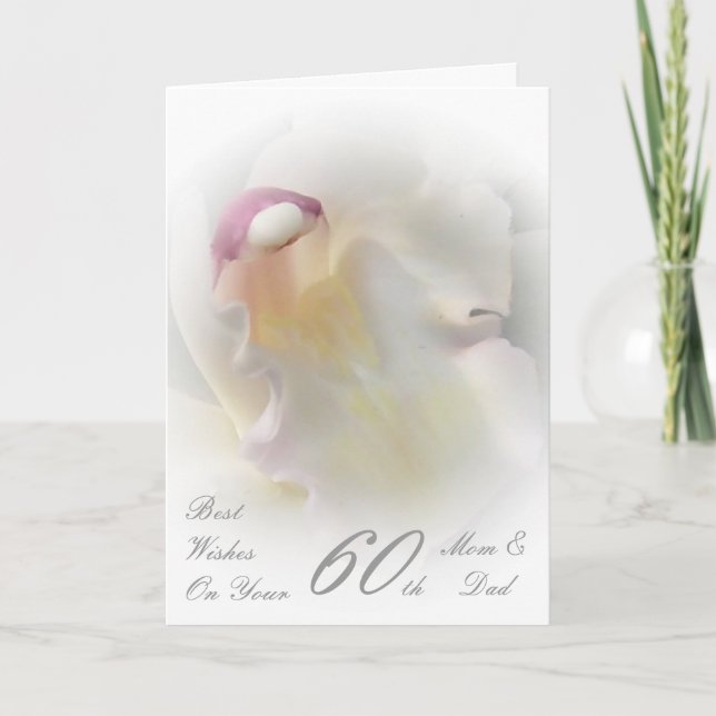 60th Wedding Anniversary Mom & Dad White Orchid Card (Front)