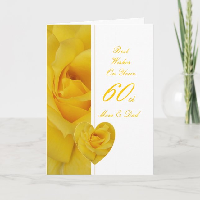 60th Wedding Anniversary Mom & Dad Yellow Rose Card (Front)