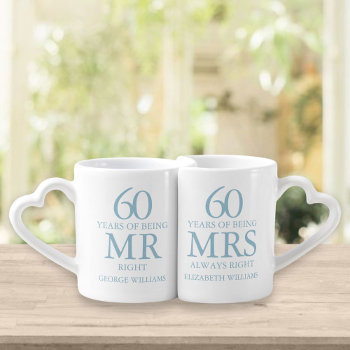60th Wedding Anniversary Mr Mrs Right Coffee Mug Set by thisisnotmedesigns at Zazzle