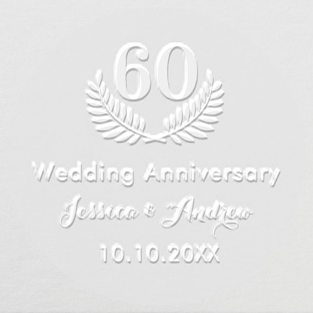 60th wedding anniversary names laurel wreath embosser (Design)