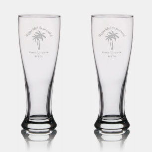 60th Wedding Anniversary Palm Trees Pilsner Glass