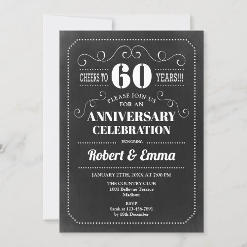 60th Wedding Anniversary Party _ Chalkboard Invitation