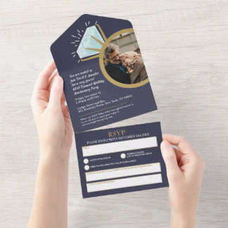 60th wedding anniversary party diamond ring all in one invitation