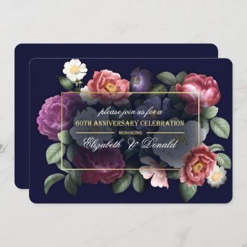 60th Wedding Anniversary Party Vintage Floral Invitation by marazdesign at Zazzle