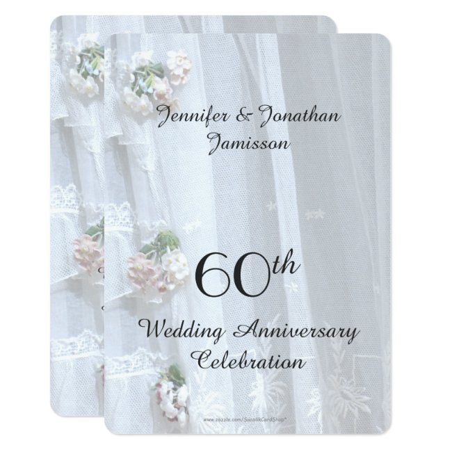 60th Wedding Anniversary Party, Vintage Lace Card