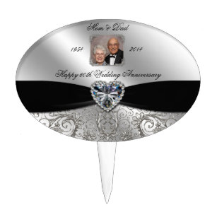 60 Diamond Years Anniversary Acrylic Cake Topper