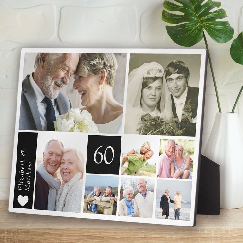 60th Wedding Anniversary Photo Collage Plaque