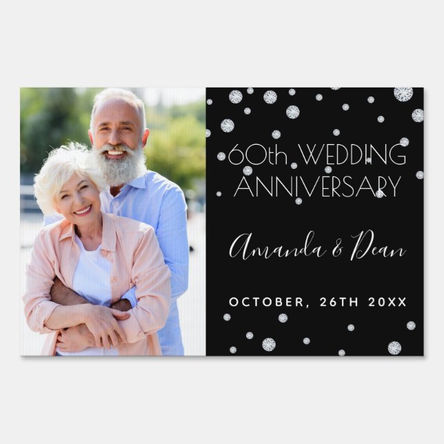 60th wedding anniversary photo diamond drive-by sign (Front)