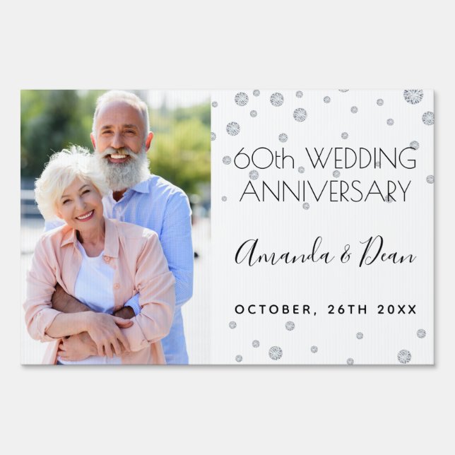 60th wedding anniversary photo diamond drive-by sign (Front)