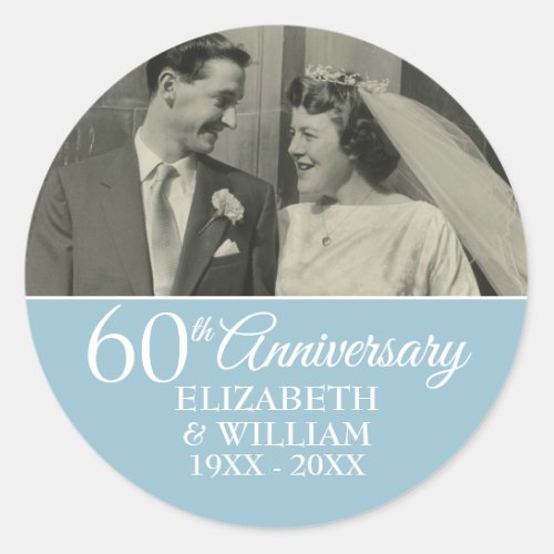 60th Wedding Anniversary Photo Elegant Diamond Classic Round Sticker