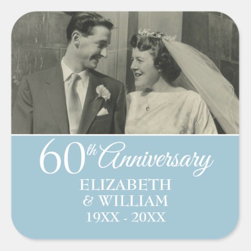 60th Wedding Anniversary Photo Elegant Diamond Square Sticker