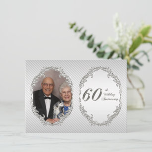 Flourish 60th Diamond Wedding Anniversary Invite, Zazzle