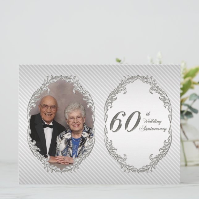 60th Wedding Anniversary Photo Invitation Card (Standing Front)
